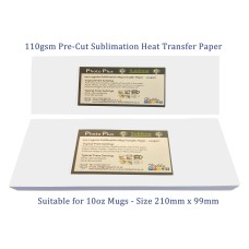 110gsm 240 x 99mm Dye Sublimation Pre-Cut 11oz Mug Transfer Paper - 100 Sheets.
